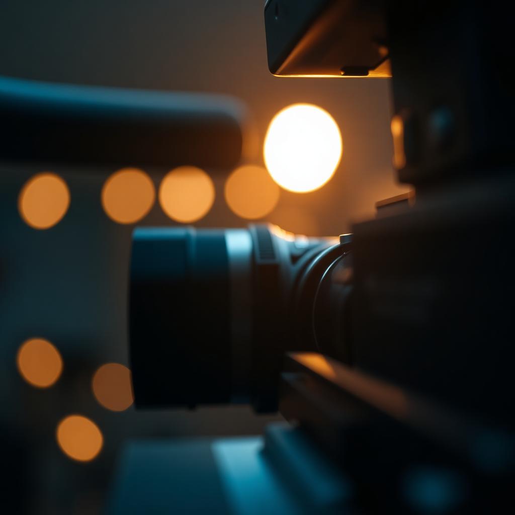 Close-up of a cinema camera on set